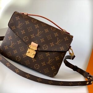 Louis Vuitton Monogram Crossbody Bag with Gold Accents